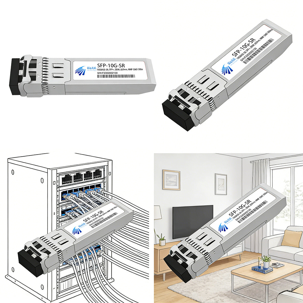 10G SFP+ ER 1550nm 40km DOM LC Duplex Single-Mode Optical Module Transceiver